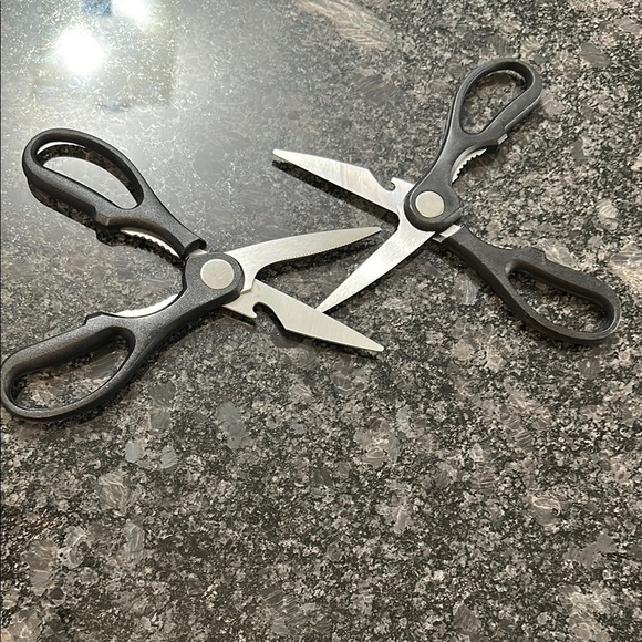 Set of 2 Black Stainless Steel Kitchen Scissors MultiTool NWOT - Picture 6 of 7